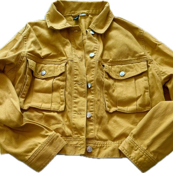 Yellow Cropped Jean Jacket - Picture 1 of 7